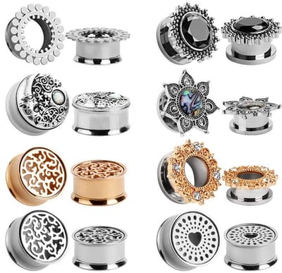 Dailygoods- Roestvrij Staal Oorstekers - Unisex - 00 g (10 mm) - 1/2 inch (12 mm) - 9/16 inch (14 mm) - Geschenkpakket - Oordopjes