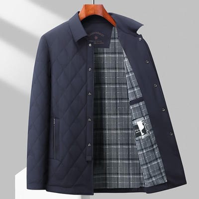 Heren Middellange Zakelijke Revers Warme Casual Katoenen Jas Middelbare Leeftijd Heren Katoen Gevoerde Jas Papa Herfst en Winter Kleding XL gray