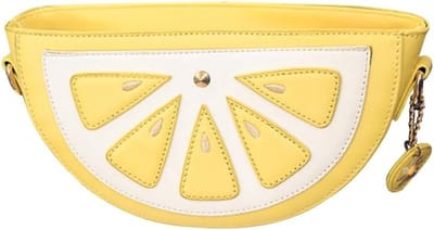 Grappige fruitvorm schoudertas voor vrouwen en meisjes - PU lederen crossbody tas met ketting, schattige cartoon citroen portemonnee en trendy accessoires