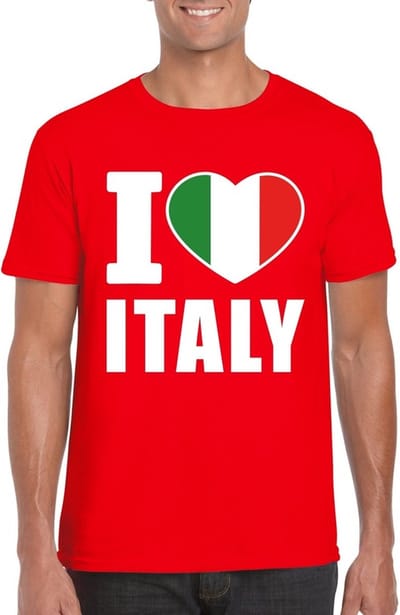 Rood I love Italy supporter shirt heren - Italie t-shirt heren S