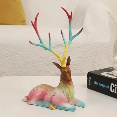 Nouvelle décoration de cerf, ornements de renne, sculpture d'élan en résine pour salon, décoration de maison nordique de luxe, sculptures, figurines beige