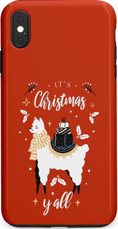 Casetastic hoesje geschikt voor Apple iPhone XS Max - Dubbellaagse bescherming - Rode Witte Kerst Lama - Fashion Case - Terracotta