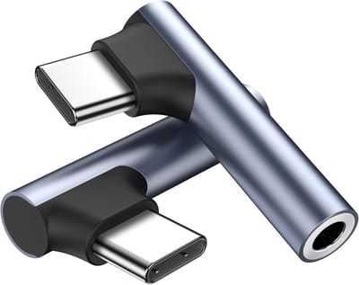 Daity 2 stuk - USB-C naar 3,5 mm Audio-adapter, Type-C Aux-hoofdtelefoonaansluiting / Audio-dongle – Compatibel met iPhone 17 16 15 Pro Max, iPad Pro, Samsung Galaxy S25 S24 S23 Ultra, Google Pixel 10 9 8 (Grijs)
