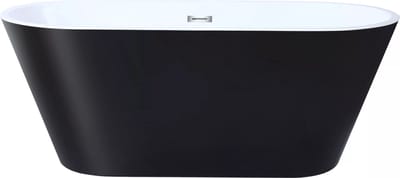 Vente-unique Design vrijstaande badkuip - 150 x 70 x 58 cm - Zwart - 201 L - TWIGGY