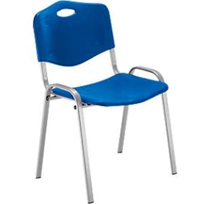 Nowy Styl bezoekersstoel ISO 4L, H 470 mm x B 460 mm x D 410 mm, kunststof, met stalen onderstel, krasvrije poten, stapelbaar, aluminiumblauw