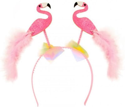 KIMU® Haarband Flamingo's - Diadeem Licht Roze Veertjes Tiki Hawaii Party Festival
