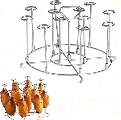 Allecta - Verticale Spiesenrek voor Airfryer, 304 Roestvrij Staal, Grillrooster, Spiesen, Kip Grillen