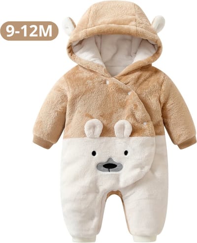 Livano Romper - Berenpakje Baby - Winterpak - Onesie - Teddy - Pakje - Jongen - Meisje - 9-12 Maanden - Khaki