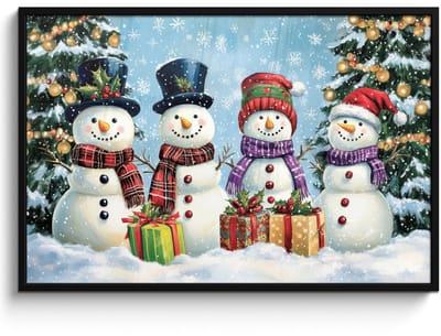 Poster in lijst - Fotolijst 120x80 cm - Posters - Vrolijk - Sneeuw - Kleurrijk - Posterlijst zwart - Decoratie - Wanddecoratie woonkamer - Muurdecoratie slaapkamer