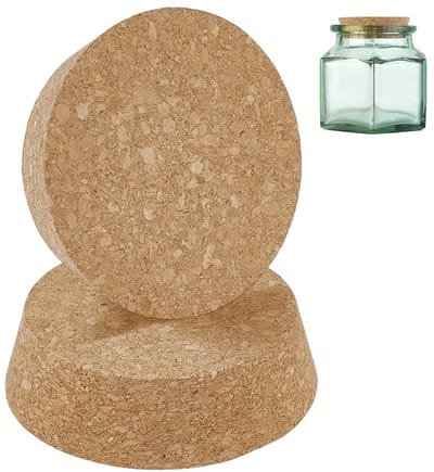 Dailygoods- Kurken Flessenstoppen Set van 2 - Grote Taps Toelopende Wijnstopper - DIY Decoratie - Aardewerk/Bierglazen - 9,4/11 cm