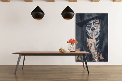 Canvas Schilderij - Vrouw - Tatoeage - 90x60x2 cm