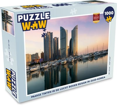 Puzzel Paarse tinten in de lucht boven Busan in Zuid-Korea - Legpuzzel - Puzzel 1000 stukjes volwassenen