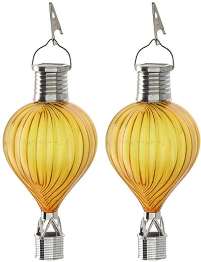 Cepewa LED ballonhanger - 2x - geel - H17 cm - luchtballon - tuinverlichting/buitenlamp