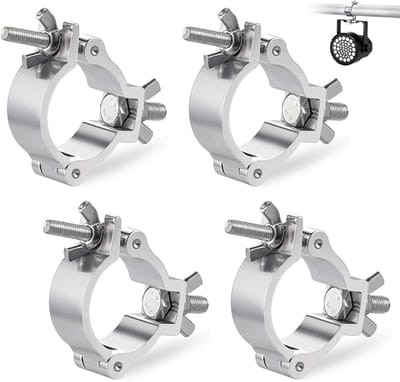 O-klemmen voor truss, 4 stuks dwarsklemmen, 25-30 mm, aluminium klemmen voor podiumverlichting, haakklemmen en bevestigingsoplossingen, zilverkleurig