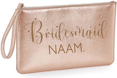 Toilettas leerlook cadeau bruidsmeisje-bridesmaid met naam-rose gold