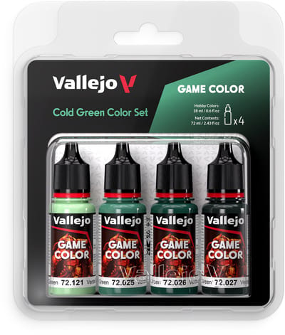 Vallejo Hobbyverf Acrylverf - 72383 Game Color - Cold Green Color Set - Acryl Set Verf set - 4x 18 ml