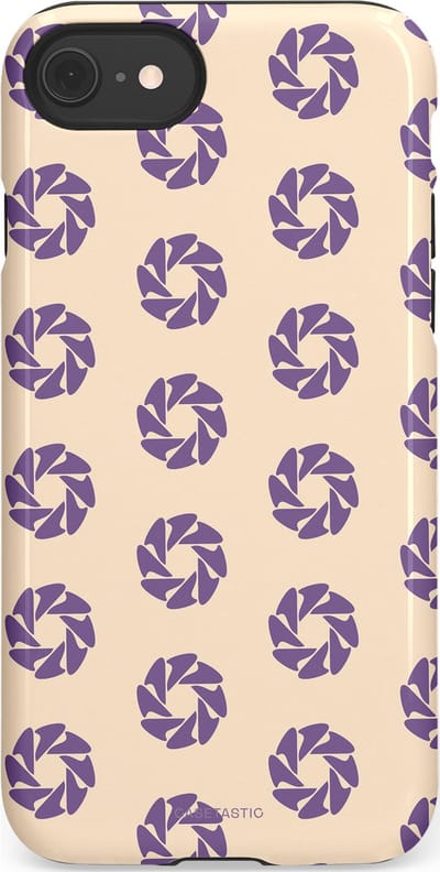 Casetastic hoesje geschikt voor Apple iPhone SE / Apple iPhone 7 / Apple iPhone 8 - Dubbellaagse bescherming - Paarse Cirkels op het Zand - Fashion Case - Crème Lavendel Zilver