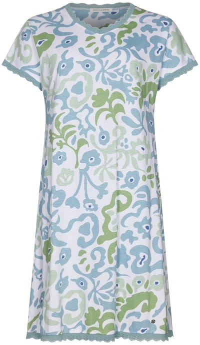 Pastunette - Nachthemd - Stone Blue - Organisch Katoen - Blauw/Wit - Maat 36