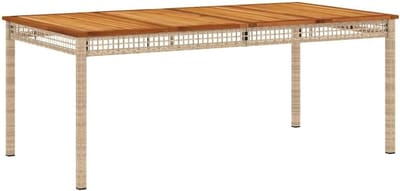 Tuin Eettafel - Buitenmeubel - Buiten Dineren - Polyrotan Acaciahout - 180x90x75 cm - Beige