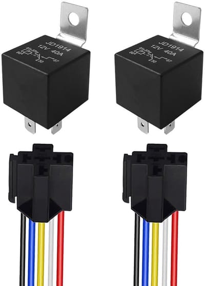 Allecto - 5 Pin Auto Relais - Automatische Schakelaars - Voorbedraad en Gebruiksklaar - Zwart - 12V 40A - Betrouwbaar en Duurzaam - Geschikt voor A...