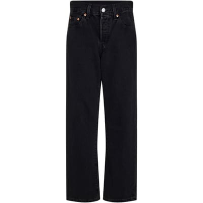 Levis Damesjeans 501 met rechte pijpen en enkellengte (Maanzwart)