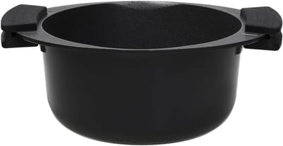 Kleine Steelpan - Kookpot met deksel - Snel gerechten koken - Afneembare handgreep - 16 cm diameter - Zwart