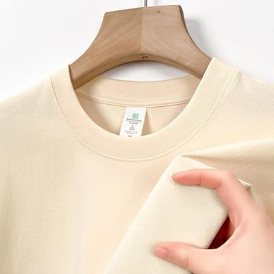 Heren Puur Katoen T-shirt met Korte Mouwen Zomer Ronde Hals Business Casual Eenvoudig Veelzijdig Effen Kleur Top Herenkleding 3XL beige