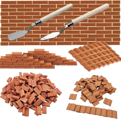 322 Stuks Grijze Miniatuur Dakpannen en Bouwstenen Set voor Poppenhuis en Modelbouw