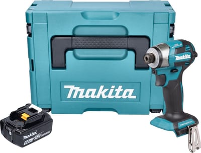Makita DTD 173 T1J accu-slagmoersleutel 18 V 180 Nm 1/4" borstelloos + 1x oplaadbare accu 5,0 Ah + Makpac - zonder oplader