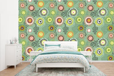 Behang - Fotobehang Bloem - Design - Hartjes - Breedte 385 cm x hoogte 240 cm