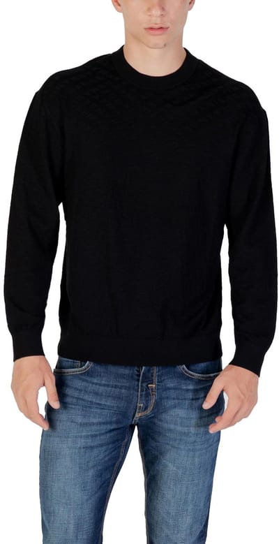 Round Neck Long Sleeve Knitwear - Black Sweaters