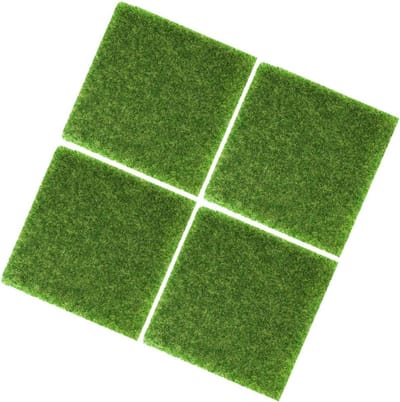 Kunstgras Matten - Nep Gazon - Modelbouw Decoratie - Snijdbaar Materiaal - 4 Stuks - Groen