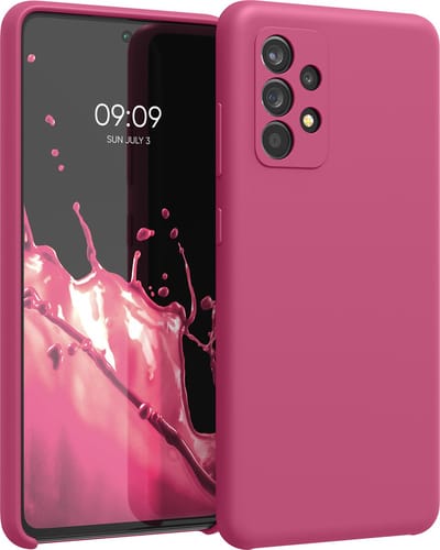 kwmobile telefoonhoesje geschikt voor Samsung Galaxy A52 / A52 5G / A52s 5G - Hoesje met siliconen coating - Smartphone case in frambozenroze