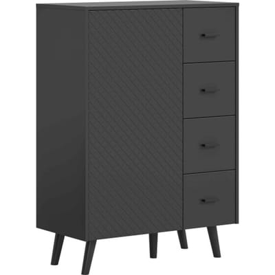 Linea ladekast grijs mat MDF TZ grijs mat melamine zwart NB - 37x84x114cm