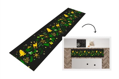 Keukenloper - Loper keuken - Kerst - Patroon - Hert - 200x50 cm - Keukenloper vinyl