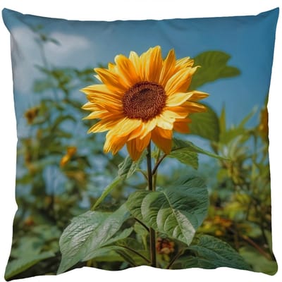 Sierkussens - Kussentjes Woonkamer - 50x50 cm - Zonnebloemen - Helderblauwer lucht - Gras