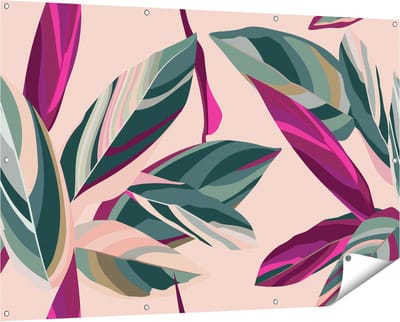 Gards Tuinposter Bloem Bladeren - Bloemen - Abstract - 150x100 cm - Tuindoek - Tuindecoratie - Wanddecoratie buiten - Tuinschilderij