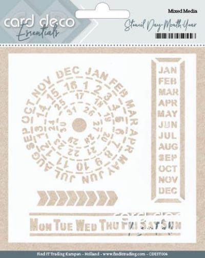 Card Deco Essentials -  Stencil Dag - Maand -Jaar