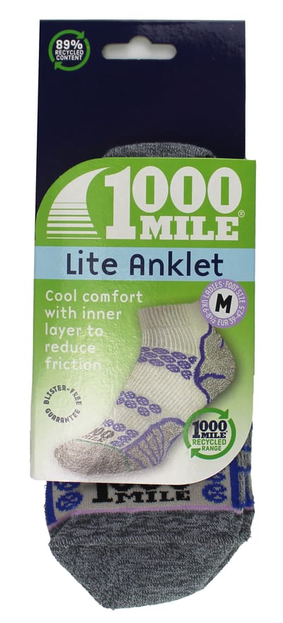 1000 Mile - Dames Lite Enkelband Dubbele Laag Hardloopsokken - Zilver / Paars