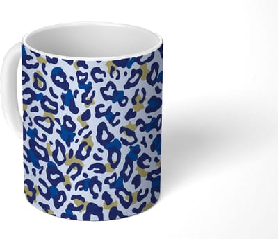 Mok - Koffiemok - Panter - Design - Blauw - Groen - Mokken - 350 ML - Beker - Koffiemokken - Theemok