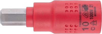 Wurth - VDE dopsleutel 3/8 inch zeskant - VDE 3/8 inch dopsleutel, binnenzeskant x 1 st Soort aandrijving Binnenvierkant Sleutelwijdte 10 mm