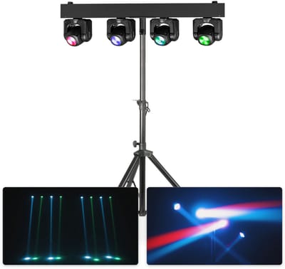 BeamZ Panther Quatro Beam Bar - Set met moving head bar op statief - 4 RGBW moving heads - 160W