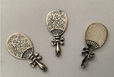 Metalen ornamenten - handspiegel - 33438 - 3 stuks