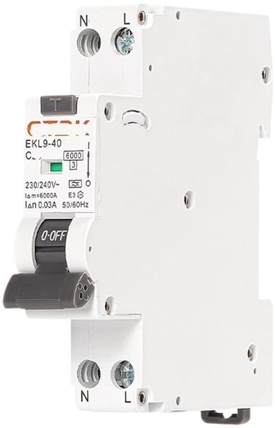 Beveiligingsschakelaar - Stroomonderbreker - Elektrische Beveiliging - Type A RCD - 6KA 30mA - Grijs