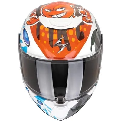 Scorpion EXO-JNR Air The4Elements Wit Blauw Oranje Kinder Motorhelm - Helm
