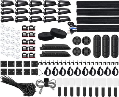 Complete Kabelbeheer Set met 200 Stuks - Kabelbinders, Kabelclips, Kabelhouders en Zipper Ties voor een Opgeruimde Werkplek en Thuisgebruik