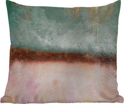 Tuinkussen - Goud - Verf - Abstract - Groen - Roze - 40x40 cm - Weerbestendig