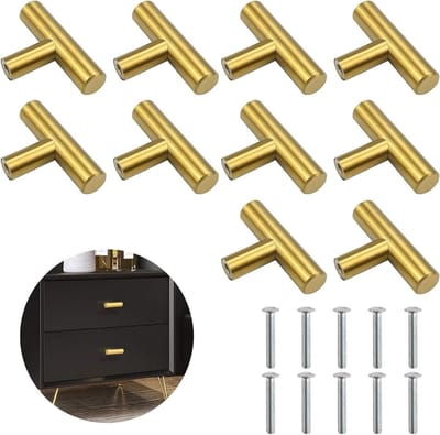 10 stuks Gouden Kast Deurgrepen met Enkel Gat - Voor Lades, Schoenenkasten, Nachtkastjes - 5cm