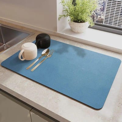 1 Stuk multifunctionele absorberende mat voor keuken aanrecht beker afdruiprek en kom onderzetter droger 30x40cm blauw