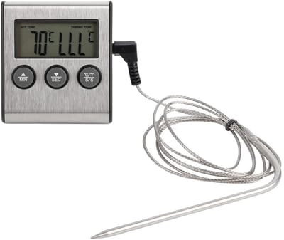 Dailygoods- Vleesthermometer Hoogwaardig Materiaal - Digitale Thermometer - Kooksonde - Timerfunctie - Grote Schermweergave - Magneet Achterkant - Voedselthermometer